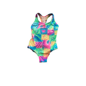 Girls Speedo Tie-Dye One Piece Swimsuit Size 10 Green Pink